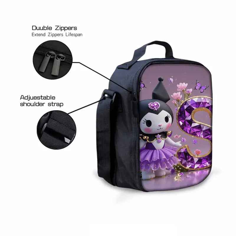 3pcs Sanrio Kuromi Backpack & Lunch Box Set Compatible for Kuromi - Cute Anime School Bag with Laptop Compartment, Large Capacity Bookbag for, Women, (, Kuromi-Themed)