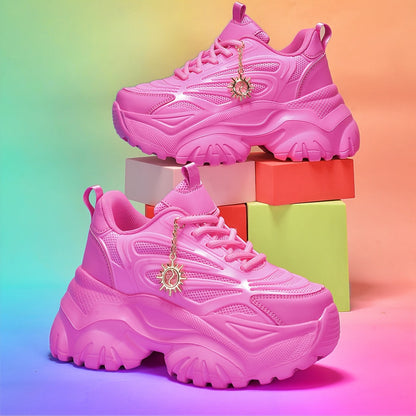 Women's Pink Fashion Skate Shoes with Sunflower Charm - Lightweight, Breathable Mesh Upper, EVA Sole for Shock Absorption, All-Season Comfort, Soft and Stylish Design for Casual Wear SS69