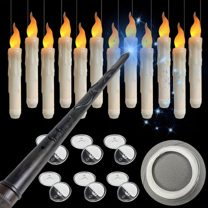 [Magic Wand Floating Candles] 12 Floating Candle Lights | Non Battery Magic Wand LED Remote Control Electronic Candles for Halloween, Christmas, Party, Wedding, Home, Desktop Decoration SS69 15.69 12 Pcs Set- no battery