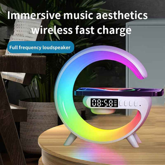 RGB Night Light with 256 Color Changes Fast Wireless Charging Phone Bedside Lamp Ambient Lighting Bluetooth Speaker Alarm Simulation Clock Timer Desktop Decor Smart Home for Samsung for iPhone 17 AirPods Sunrise Simulation Fu