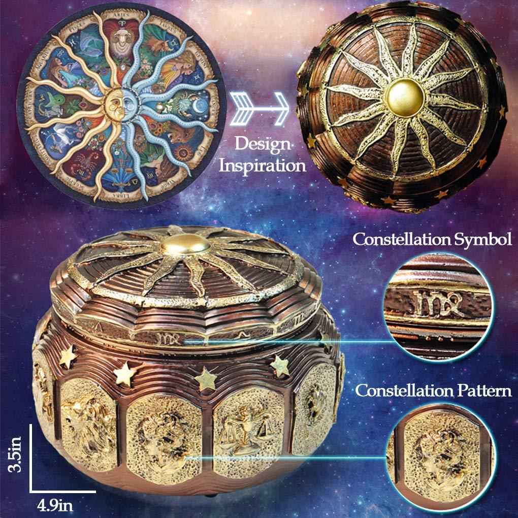 Retro Constellation Music Box with Sankyo 18-Note Wind Up, Rotating Goddess LED Lights Twinkling, Music Jewelry Box, Birthday Gift, Christmas Anniversary Gift