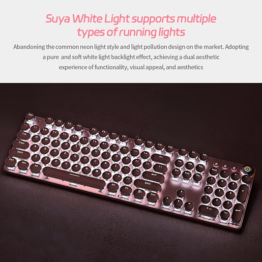 YINDIAO Pink Mechanical Keyboard with Cherry Switches - Retro Punk Design, Backlit Gaming Keyboard for Office & Home Use, Office Keyboard | Pink Keyboard | Nonslip Texture SS69