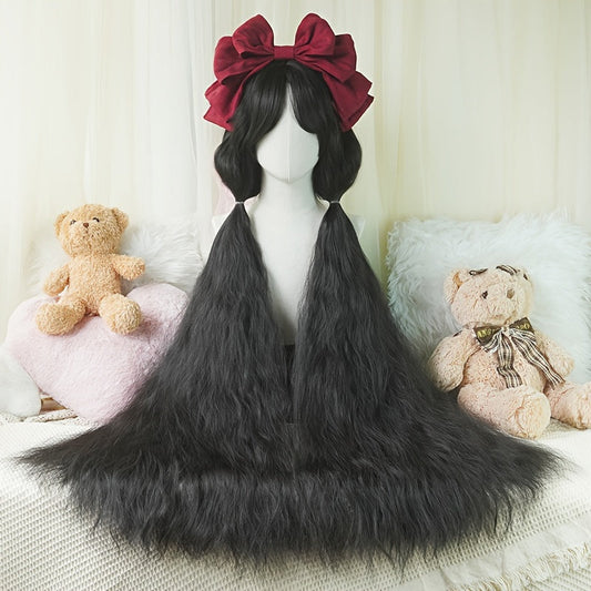 [Customer Favorite] Chic 44-Inch Long Curly Princess Wig with Bangs - Heat Resistant Synthetic Hair for Cosplay & Halloween, Natural Black to Orange-Red Gradient, Perfect for Christmas Parties & Costume Events SS69