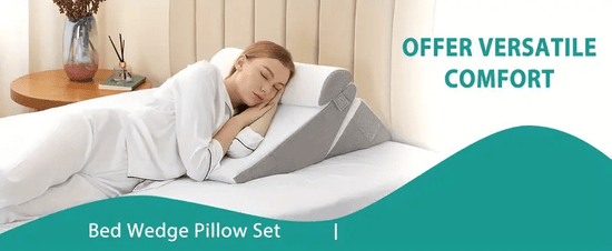 [3pcs Foam Pillows] 3pcs Foam Pillows 3pcs Polyurethane Foam Bed Wedge Pillows | Adjustable Contour Support, Anti- Snoring, Acid Reflux, Medium- Soft Gray Pillow Covers, Machine Washable, Back Alleviation, Contoured Pillow De