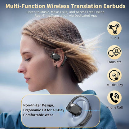 Real-Time Languages Smart AI Translation Earbuds - Translate In Real-Time, Providing Precise Simultaneous Interpretation to Eliminate Language Obstacles for Seamless Business Trips, Social Interactions, Education, Work, And C SS69