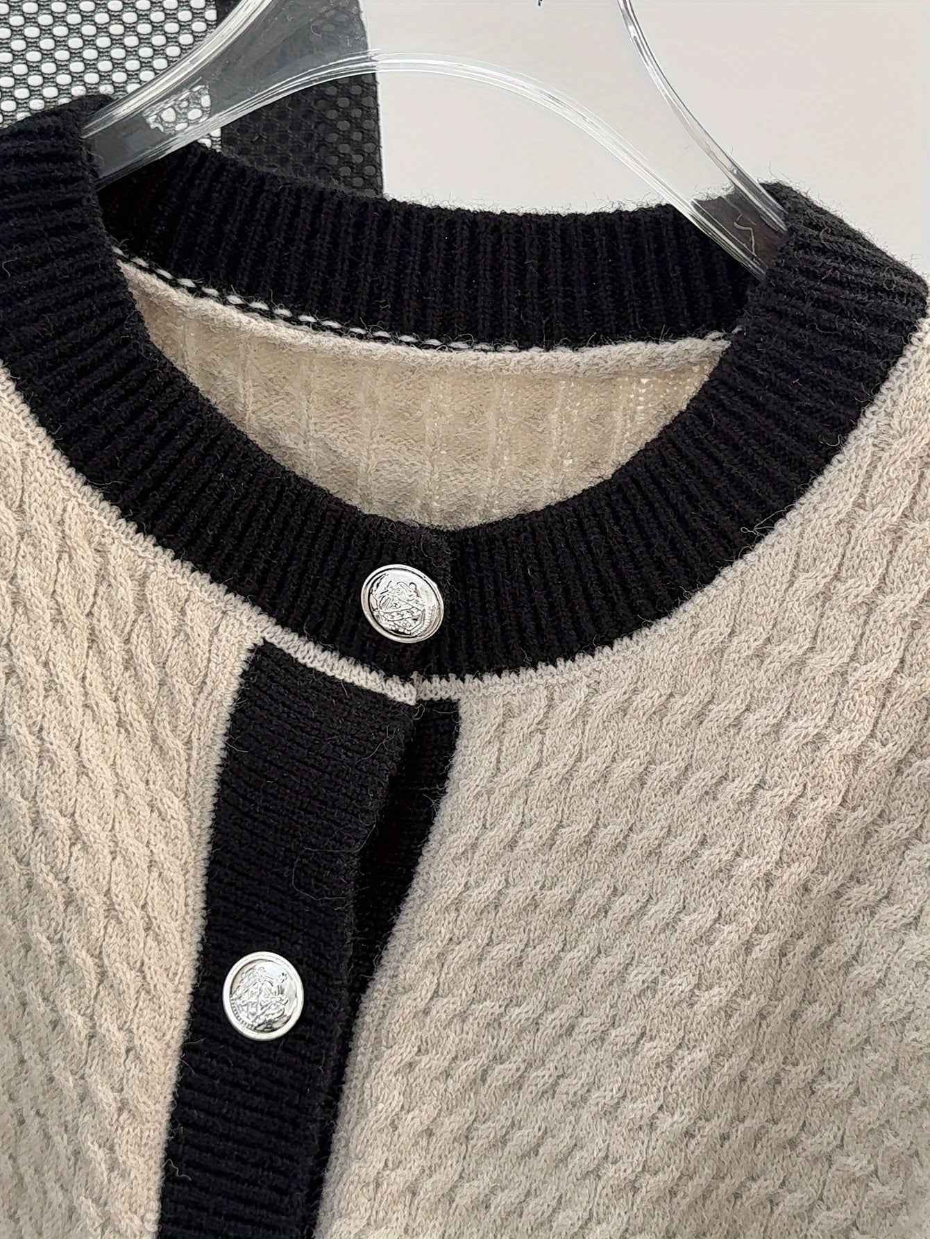 Solid Color Casual Cardigan with Contrast Trim & Pocket - Cozy Fall/Winter Sweaters, Hand Washable Layering Blouses for Jeans, Dresses, Skirts - Non- Basic Outerwear