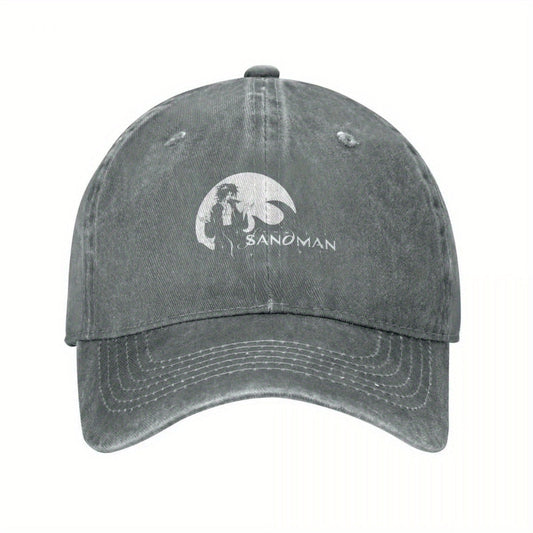 2025 NEW The Sandman Morpheus Baseball Cap - Black Polyester, Distressed Look, Adjustable Strap, Ideal for Golf & Beach Outings, Beach Bag Hat|Vintage Baseball Cap|Distressed Look Hat SS69 21.69 Gray