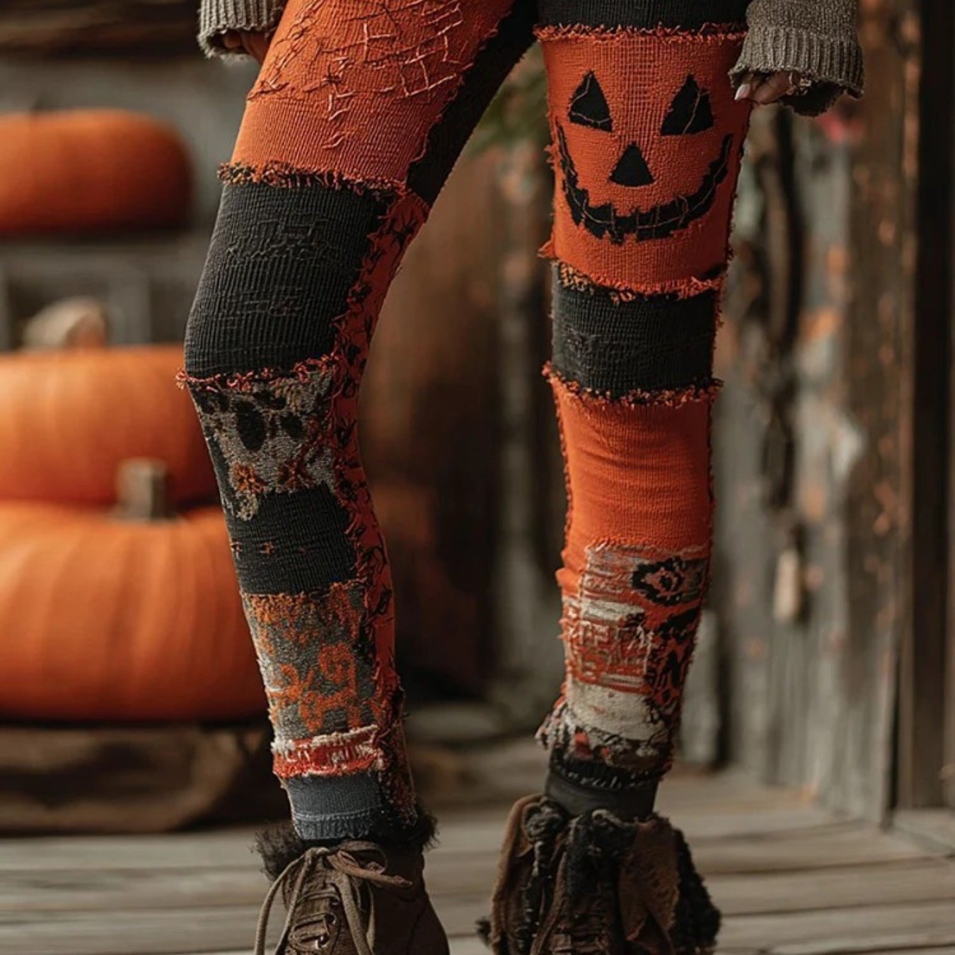 Women'S Halloween Leggings - Full-Body Jack-O'-Lantern Print Pants, Stretchy Base Layer for Halloween Party Outfits, Themed Events - Fall/Winter Pants SS69 20.69 Printing / XXL