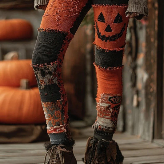 Women'S Halloween Leggings - Full-Body Jack-O'-Lantern Print Pants, Stretchy Base Layer for Halloween Party Outfits, Themed Events - Fall/Winter Pants SS69 20.69 Printing / XXL