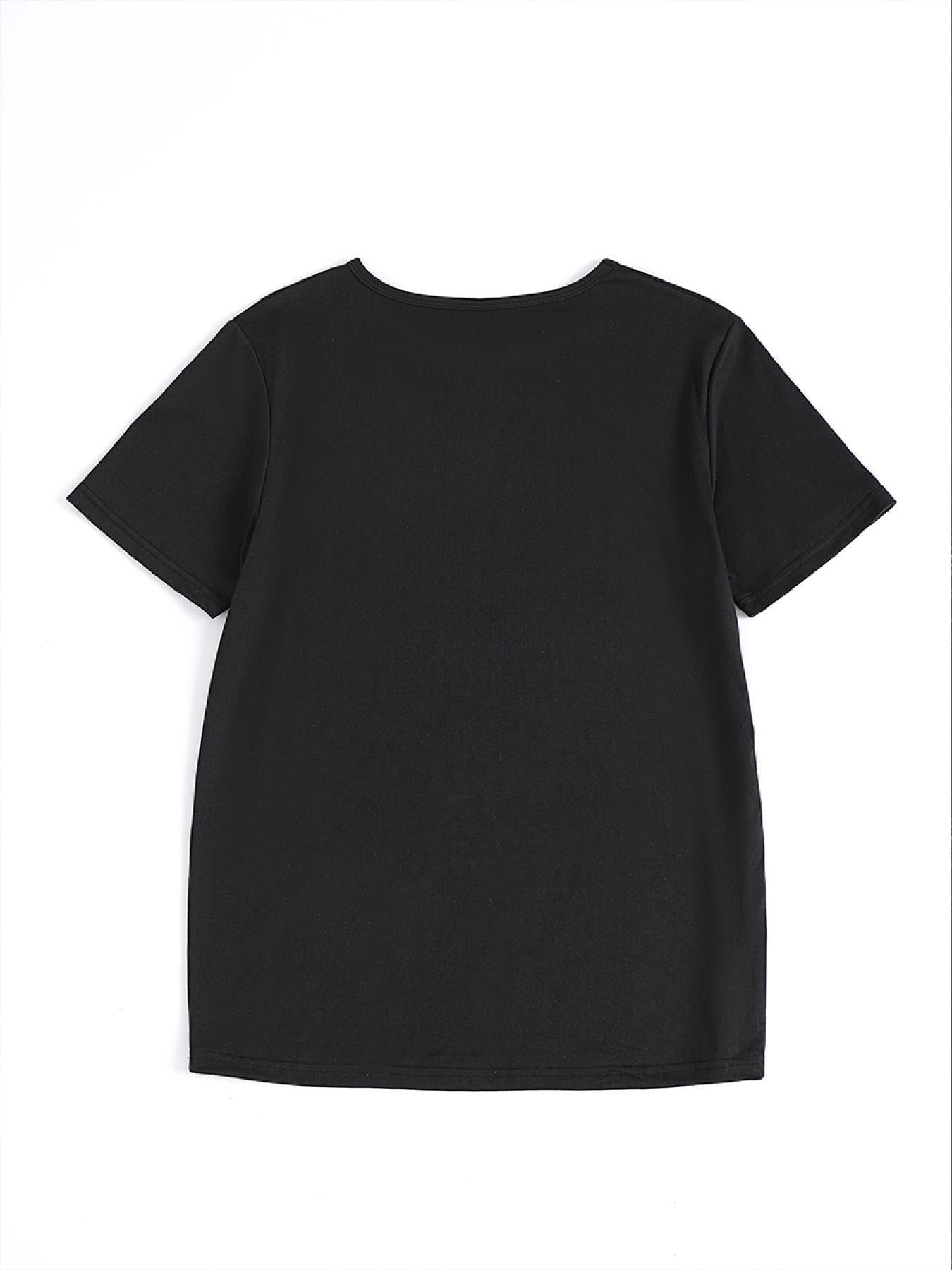 Blackpink Graphic Women's T-Shirt - Casual Short Sleeve Round Neck, Stretchy Polyester Blend, Embossed Floral & Letter Design, Perfect for Spring/Summer/Fall SS69