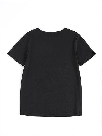 Blackpink Graphic Women's T-Shirt - Casual Short Sleeve Round Neck, Stretchy Polyester Blend, Embossed Floral & Letter Design, Perfect for Spring/Summer/Fall SS69