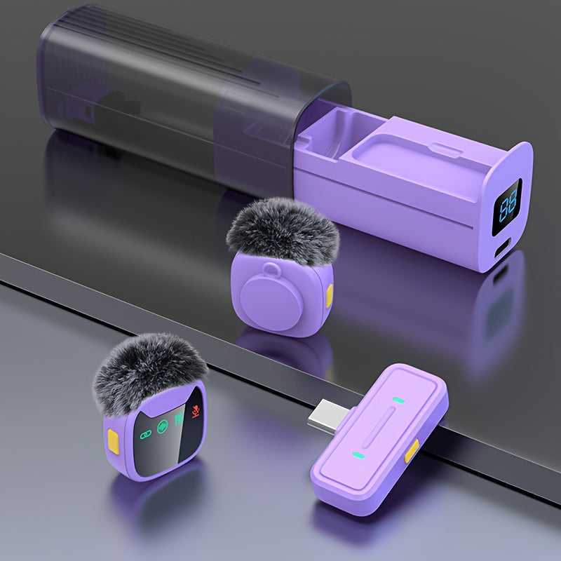 Professional Dual Wireless Lavalier Microphone with LED Charging Case, Suitable for Smartphones, Laptops, Recording Videos, Live Streaming, Interviews, and  Blogs