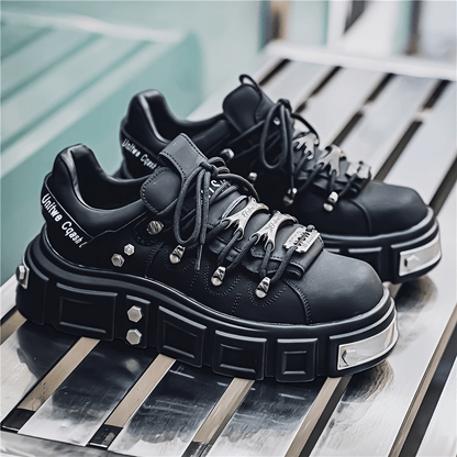 Men's Fashion Pink Platform Sneakers - Casual Streetwear Running Shoes with Durable PU Upper, Anti-Slip EVA Insole & PVC Sole, Lace-Up Design for Casual Attire SS69 43.69 Black / US 11