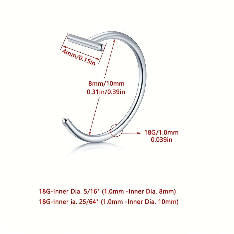 [Punk Lip Rings] 2pcs Fashionable Punk Style Non Piercing Lip Rings In Silvery SS69