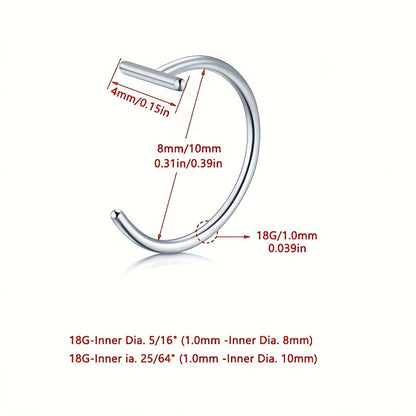 [Punk Lip Rings] 2pcs Fashionable Punk Style Non Piercing Lip Rings In Silvery SS69