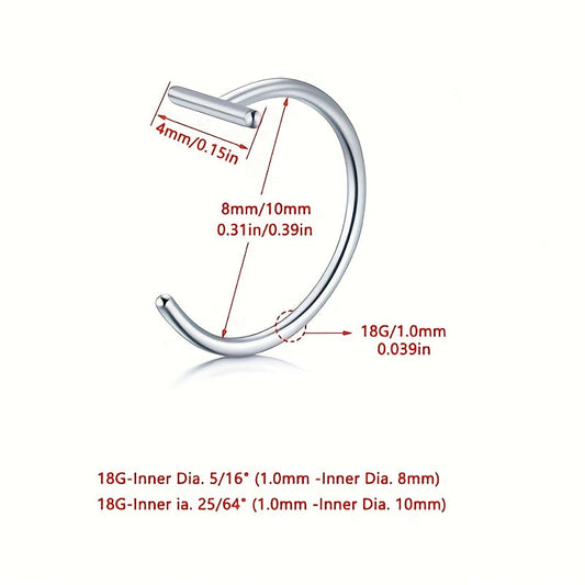 [Punk Lip Rings] 2pcs Fashionable Punk Style Non Piercing Lip Rings In Silvery SS69