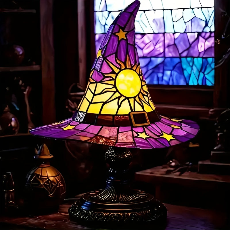 1pc of Gothic Witch Hat Lamp-Purple, Yellow or Pink, USB Powered Desktop Lighting with Switch, No Battery Required-Suitable for Halloween Decoration, Magic Party, Bedroom, Haunted House-Witch Hat Night Light SS69 15.69 Purple