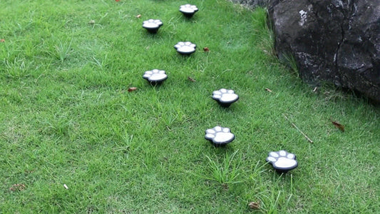 Shenzhi Tech Solar LED Dog Paw Print Lights For Halloween Decor & Pet Lovers, 4-Pack Outdoor Solar Lights With Auto On/Off, Warm White LED For Garden, Pathway, Room Decor & Fall Home Decor Gift SS69