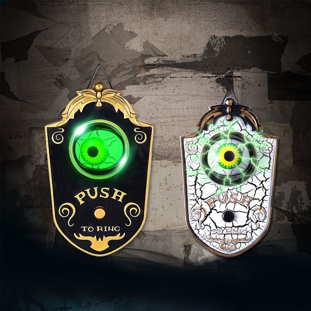 Sinister Haunted Doorbell - Luminous Ghostly Eye, Horror Sound Effects, and Animated Movement - Battery-Operated Halloween Decorative Hanging Prop for Universal, Oktoberfest, and Day of the Dead Celebrations (Requires 3 AAA B SS69