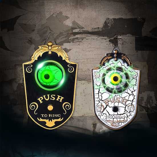 Sinister Haunted Doorbell - Luminous Ghostly Eye, Horror Sound Effects, and Animated Movement - Battery-Operated Halloween Decorative Hanging Prop for Universal, Oktoberfest, and Day of the Dead Celebrations (Requires 3 AAA B SS69