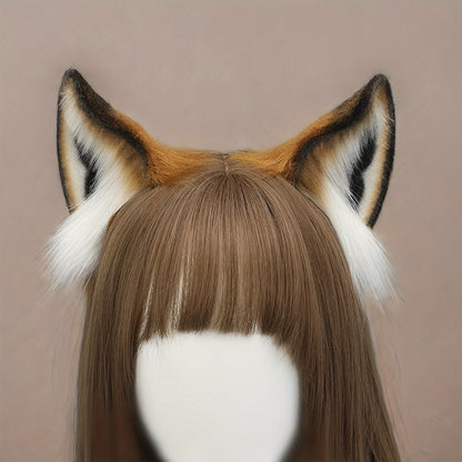 Faux Fox Ears, Fluffy Fox Ears Headband, Realistic Ears Headband, Cute Furry Fox Ears Animal Hair Accessory, Perfect For Halloween Anime Cosplay Party Carnival, Christmas Gifts SS69