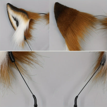Faux Fox Ears, Fluffy Fox Ears Headband, Realistic Ears Headband, Cute Furry Fox Ears Animal Hair Accessory, Perfect For Halloween Anime Cosplay Party Carnival, Christmas Gifts SS69