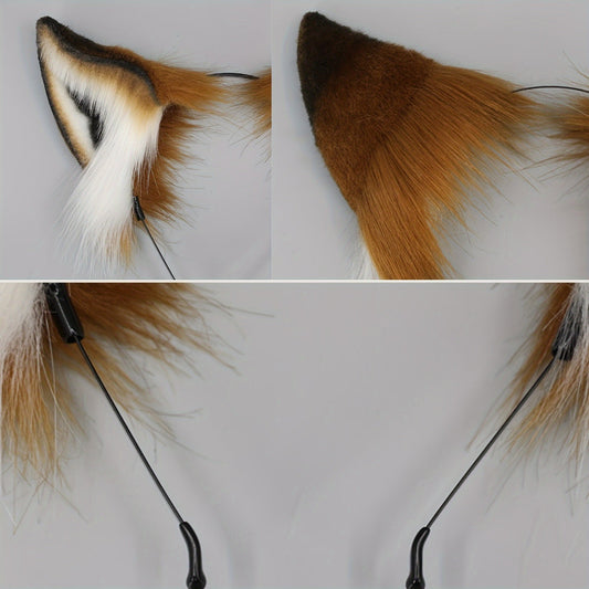 Faux Fox Ears, Fluffy Fox Ears Headband, Realistic Ears Headband, Cute Furry Fox Ears Animal Hair Accessory, Perfect For Halloween Anime Cosplay Party Carnival, Christmas Gifts SS69