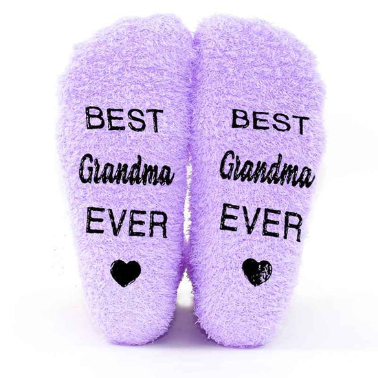 1 Pair Purple Mid-Calf Winter Warm Anti-Slip Knitted Socks with 