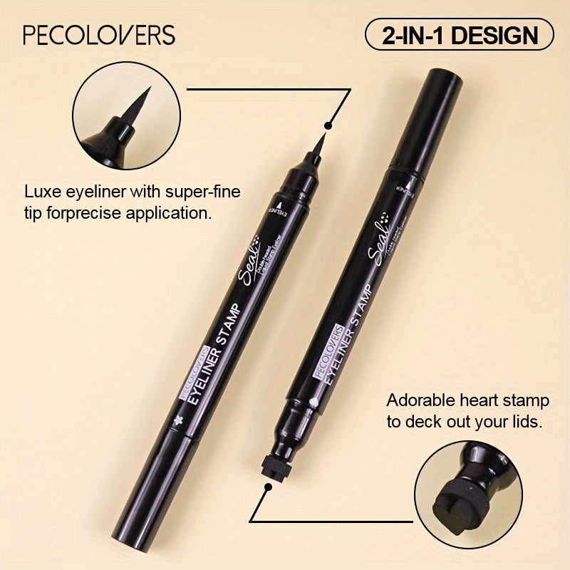 Black Liquid Eyeliner Pen | 1pc | 2-in-1 Double-Headed Moon Stamp Design | Quick Dry, Non-Smudge, Waterproof, Long-Lasting | Eye Makeup Cosmetic, Eye Makeup Essentials | Precision Eyeliner Application | Innovative Beauty Prod SS69