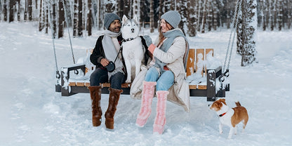 Womens Winter Punk Goth Boots - Faux Fur Lined, Side Zipper, Lace Up, Chunky Heel, Platform, Warm, Knee High, Mid Calf, Block Heel, Snow Walking Boots For Women - SS69