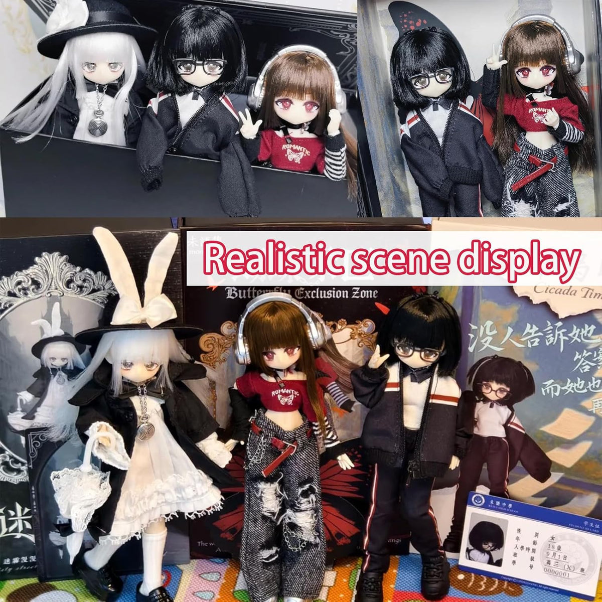 1/12 BJD Dolls Blind Box | Kawaii MJD BJD Dolls High School Campus Series 1/12 Ball Jointed Doll Collectable Action Figure for Girls Birthday Party Gift Toys, Mixed Color Rubber Material