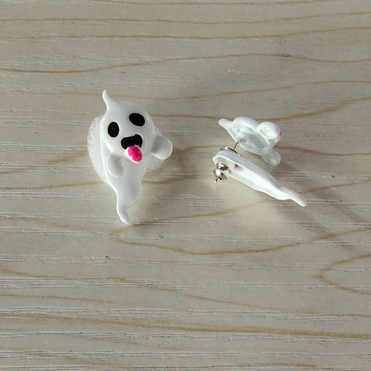 1 Pair Glow-in-the-Dark Halloween Little Ghost Earrings - Cute & Quirky Teenager'S Accessories with Playful Designs, White Alloy, Perfect for Parties & Halloween Celebrations, Halloween Accessories, For Teenager SS69