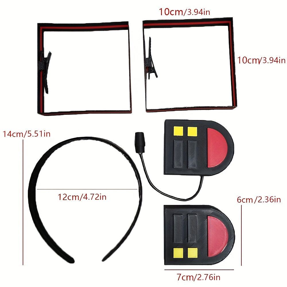 Anime-Inspired Cute Cosplay Headpiece with Red Accents, 3D Printed Twin Tails Hair Accessory, Plastic Material, Hand Wash Only, Animal Party Supplies and Performance Accessories for Festive Gatherings SS69