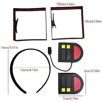 Anime-Inspired Cute Cosplay Headpiece with Red Accents, 3D Printed Twin Tails Hair Accessory, Plastic Material, Hand Wash Only, Animal Party Supplies and Performance Accessories for Festive Gatherings SS69