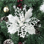 20pcs 9cm Artificial Christmas Flowers Glitter Xmas Tree Flowers Christmas Tree Ornaments for New Year Xmas Tree Wedding Decor