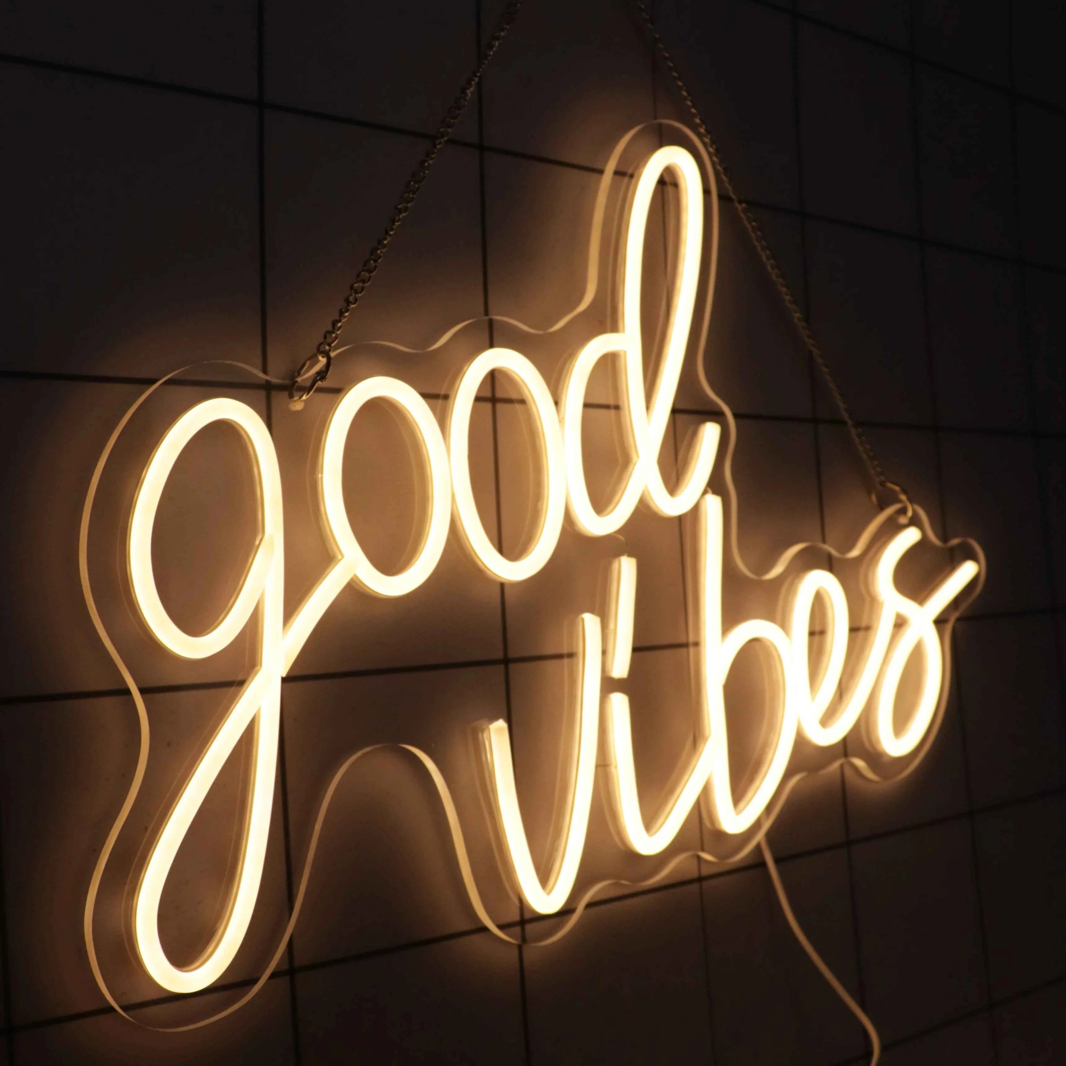 U.S. Warehouse Good Vibes Neon Strip Light Sign for Wall Decor Bedroom Decor Event Party Wedding Birthday Decoration