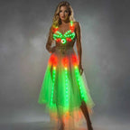 LED Color Lights Women Belly Dance Split Skirt Sexy Professional Bellydance Training Clothes Dancing Costumes