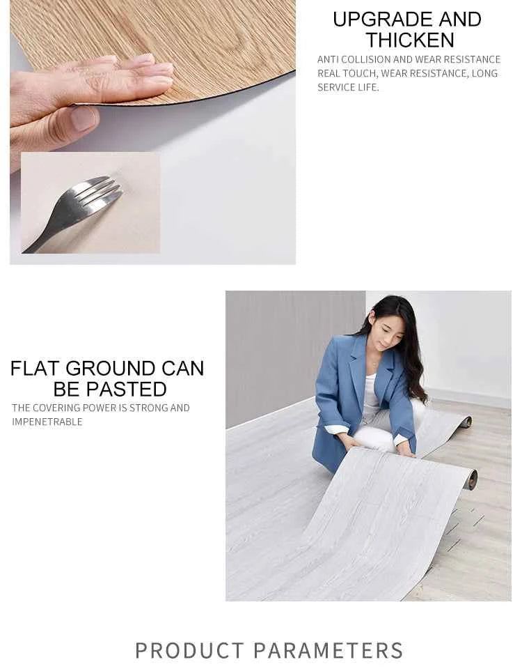 40cm Self-Adhesive Wood Grain Sticker Peel And Stick Wallpaper Waterproof Anti-Slip Floor Sticker Living Room Bedroom House Reno