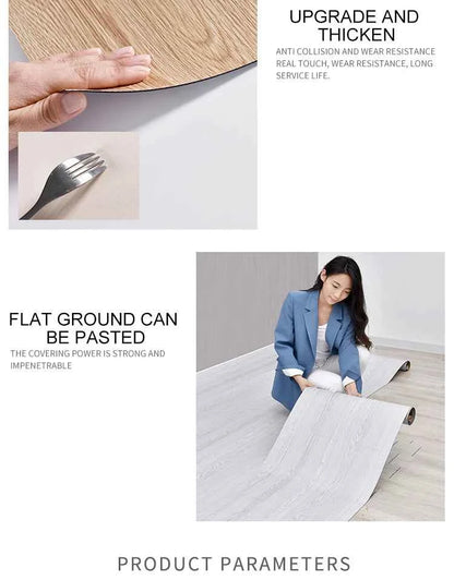 40cm Self-Adhesive Wood Grain Sticker Peel And Stick Wallpaper Waterproof Anti-Slip Floor Sticker Living Room Bedroom House Reno