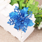 20pcs 9cm Artificial Christmas Flowers Glitter Xmas Tree Flowers Christmas Tree Ornaments for New Year Xmas Tree Wedding Decor