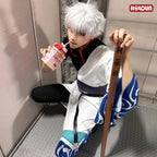 HOLOUN Gintama Anime Sakata Gintoki Cosplay Costume Wig Kimono Top Pants Cos Convention Halloween Christmas Gift SS69