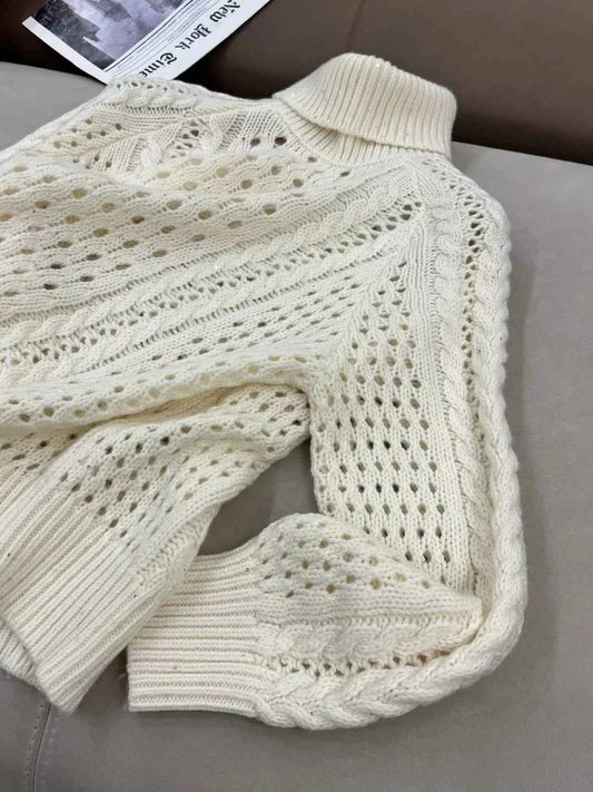 Casual merino wool sequined turtleneck collar pullover