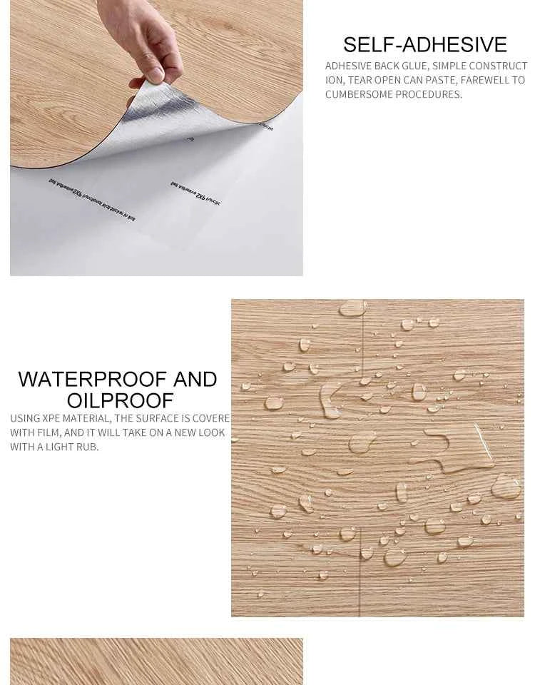 40cm Self-Adhesive Wood Grain Sticker Peel And Stick Wallpaper Waterproof Anti-Slip Floor Sticker Living Room Bedroom House Reno