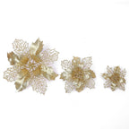 20pcs 9cm Artificial Christmas Flowers Glitter Xmas Tree Flowers Christmas Tree Ornaments for New Year Xmas Tree Wedding Decor