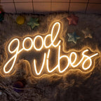 U.S. Warehouse Good Vibes Neon Strip Light Sign for Wall Decor Bedroom Decor Event Party Wedding Birthday Decoration