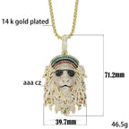 VANAXIN Cool Lion Head Design Pendants  Necklaces Handsome for Men Big Punk Luxury Jewellery Friendship Gift Gold Color Gift SS69