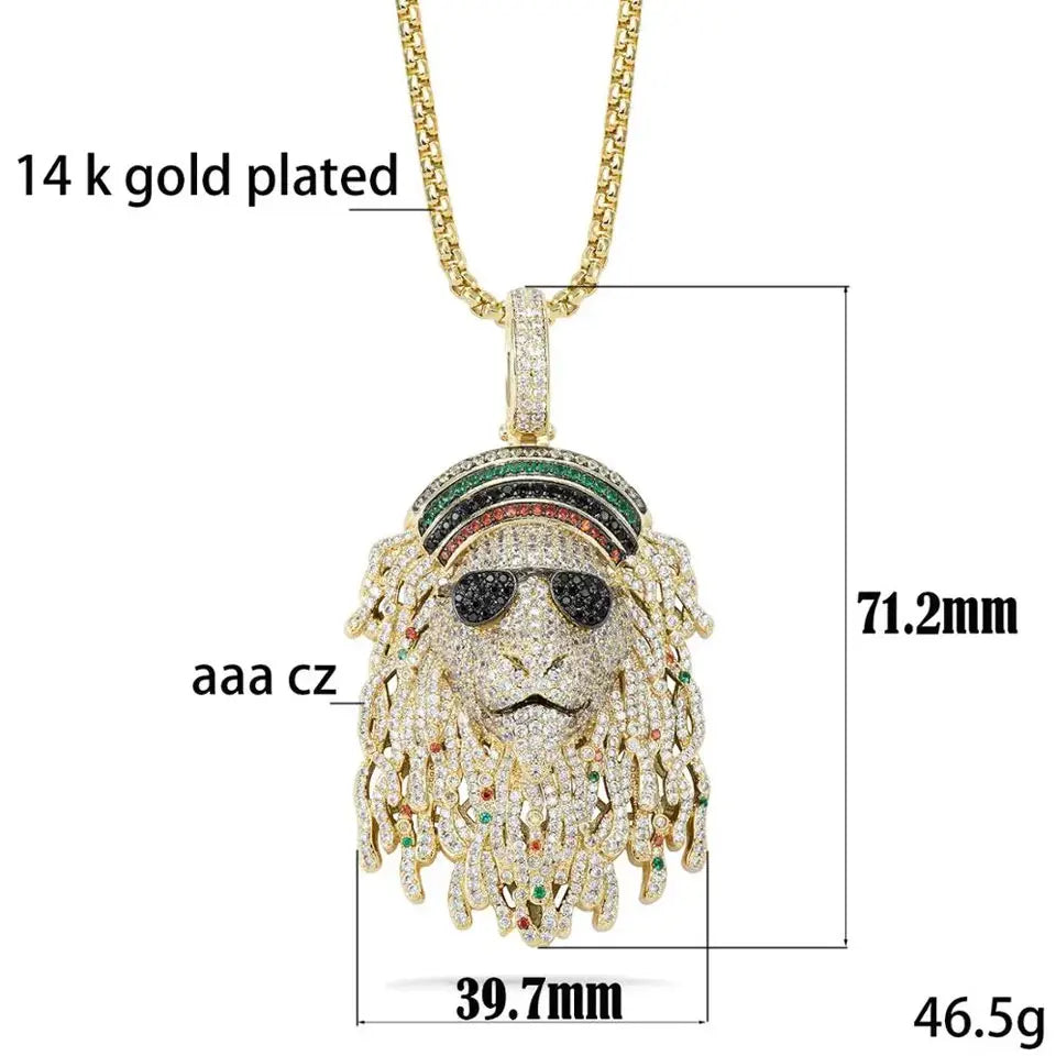 VANAXIN Cool Lion Head Design Pendants  Necklaces Handsome for Men Big Punk Luxury Jewellery Friendship Gift Gold Color Gift SS69