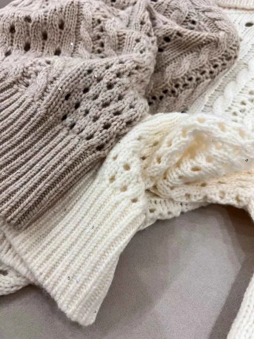 Casual merino wool sequined turtleneck collar pullover