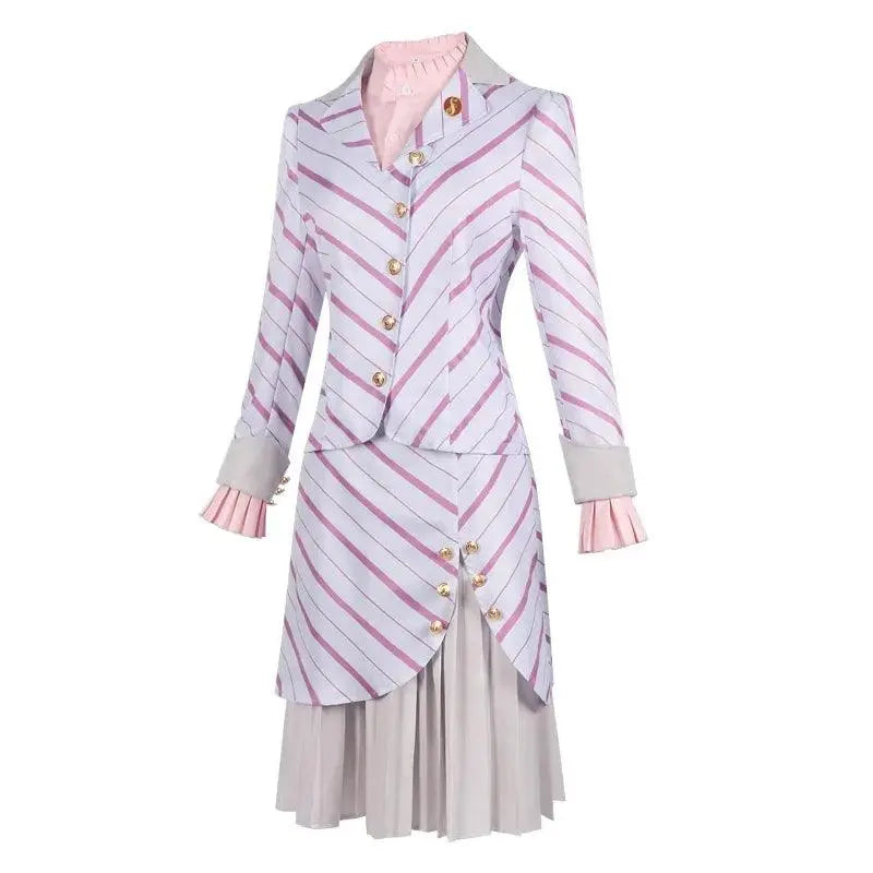 Adult Wicked 2025 Glinda Costume Wicked Movie The Musical Ariana Grande Cosplay Women's Pink Striped Dress Suit Outfits SS69