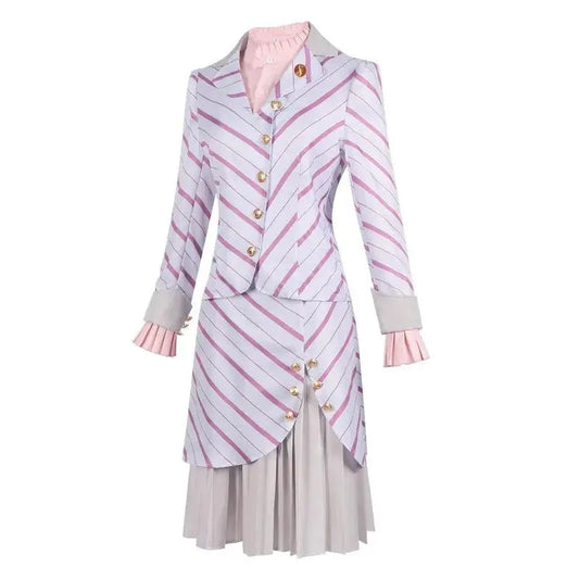 Adult Wicked 2025 Glinda Costume Wicked Movie The Musical Ariana Grande Cosplay Women's Pink Striped Dress Suit Outfits SS69